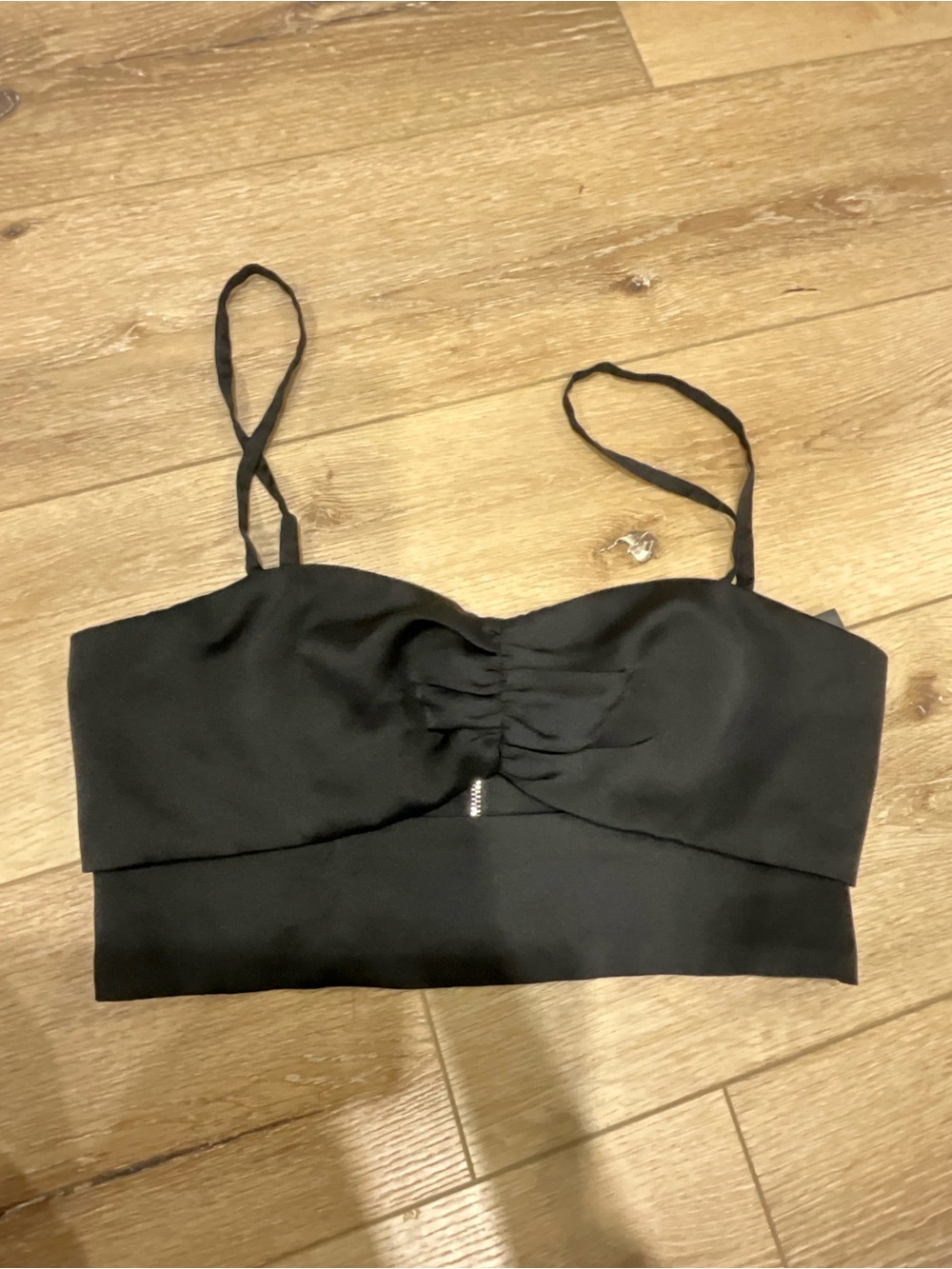 Marciano Black Ruched Bust Crop Cami